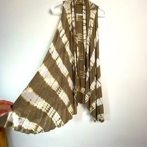 Tie-Dye Cardigan, Brown and White – Flowy and Stylish Large